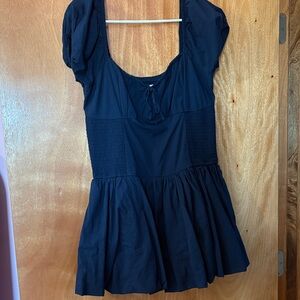 Hollister Dark Blue Puff Sleeve Mini Dress